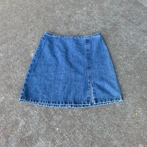 Y2K Vintage Side Slit Denim Mini Skirt 2 4 Womens Maurices Blue Jean Cotton